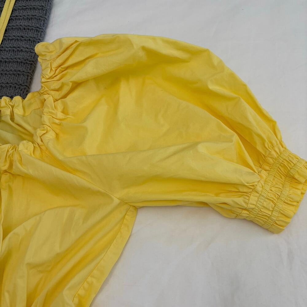 Ulla Johnson Colette Yellow Poplin  Cotton Puff Sleeve Tiered Midi Dress Sz 4 - Picture 9 of 12